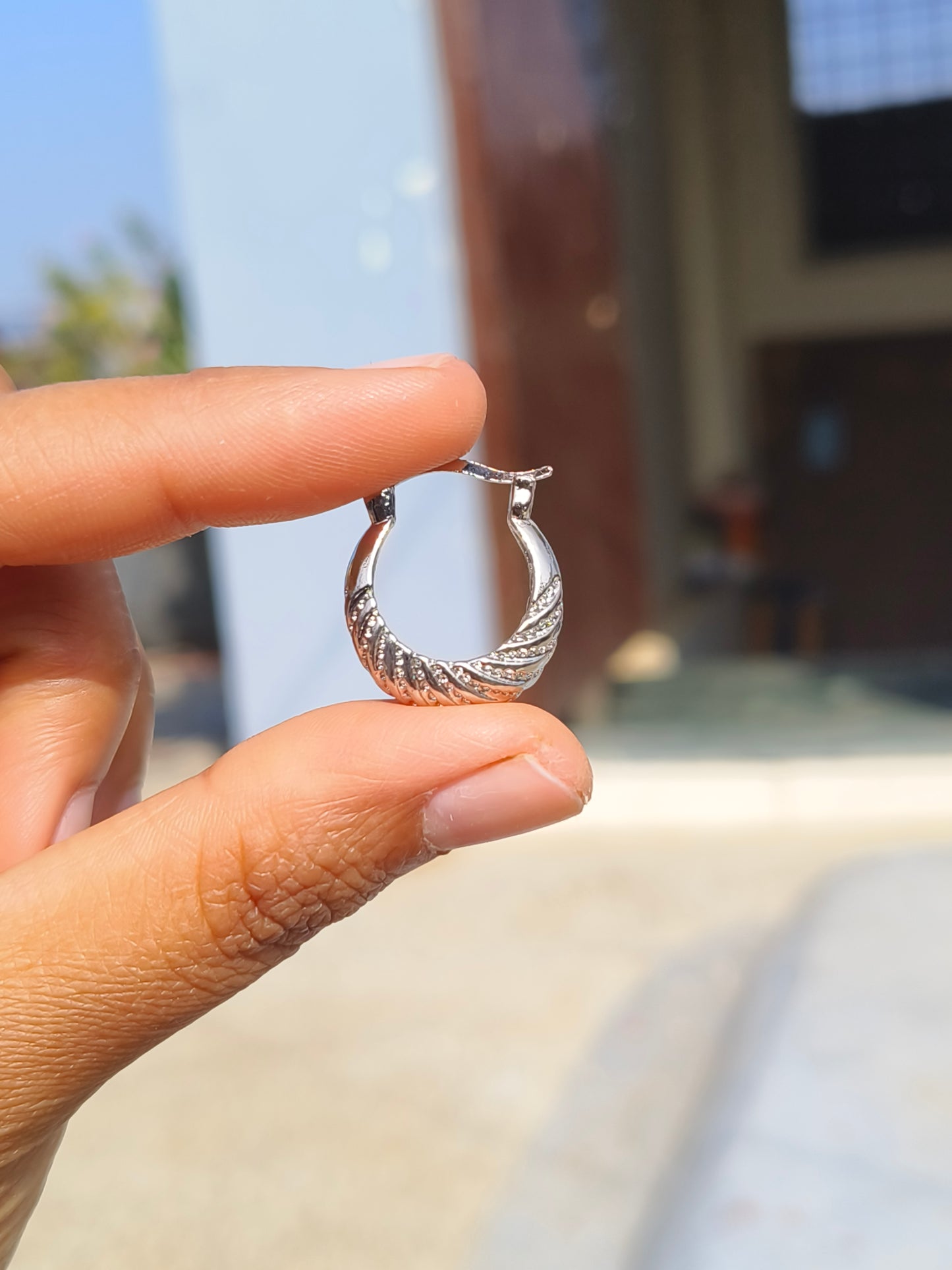 Anti Tarnish Silver Twisted Hoop Earrings for Women | Lightweight Daily Wear Hoops