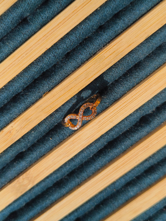Gold Infinity Adjustable Ring for Women | Anti-Tarnish Crystal Ring | Minimal Everyday Jewellery