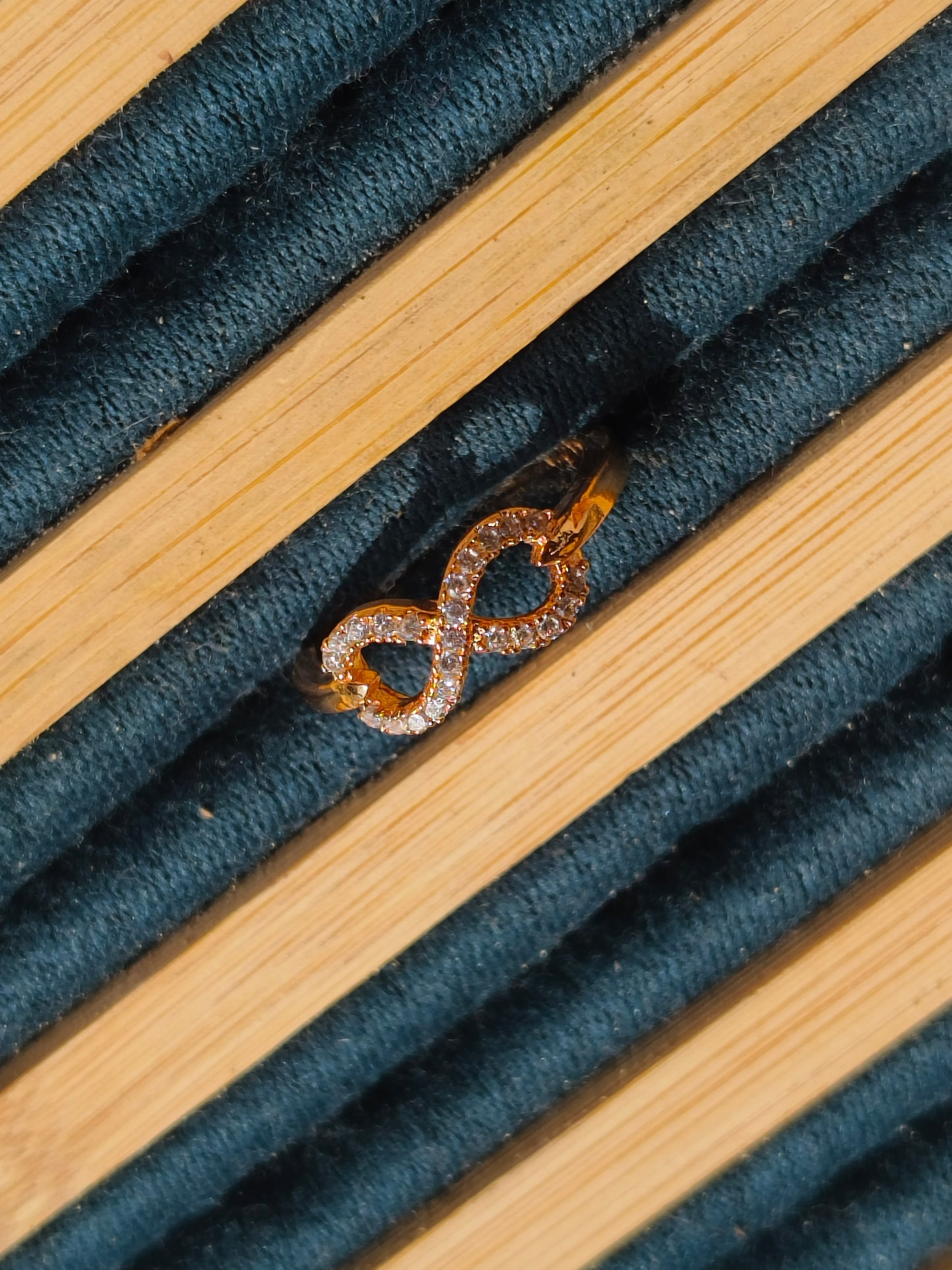 Gold Infinity Adjustable Ring for Women | Anti-Tarnish Crystal Ring | Minimal Everyday Jewellery