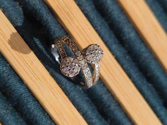 ✨ Dual Sparkle Adjustable Zircon Ring | Anti-Tarnish Silver Finish