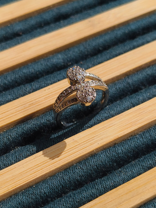 ✨ Dual Sparkle Adjustable Zircon Ring | Anti-Tarnish Silver Finish