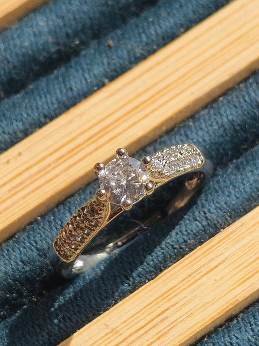 Modern Duo Zircon Ring | Anti-Tarnish Silver Finish