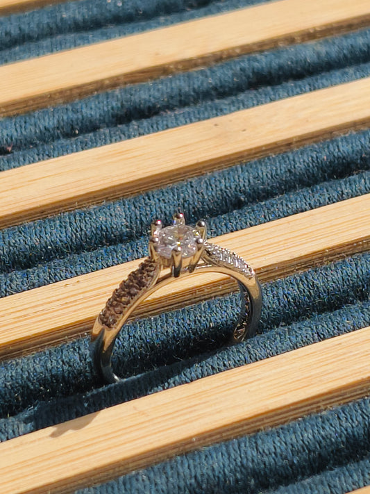 Modern Duo Zircon Ring | Anti-Tarnish Silver Finish