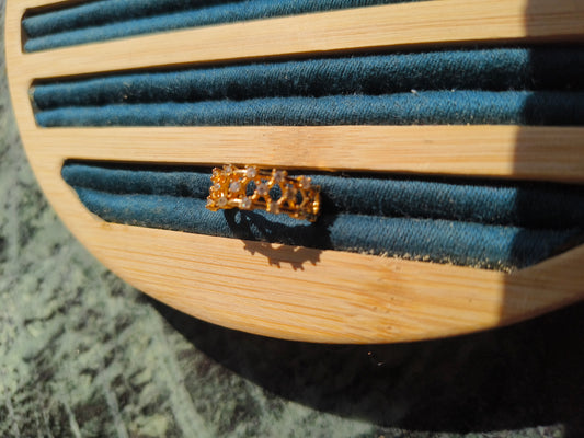 ✨ Golden Lattice Zircon Ring | Anti-Tarnish Gold Finish