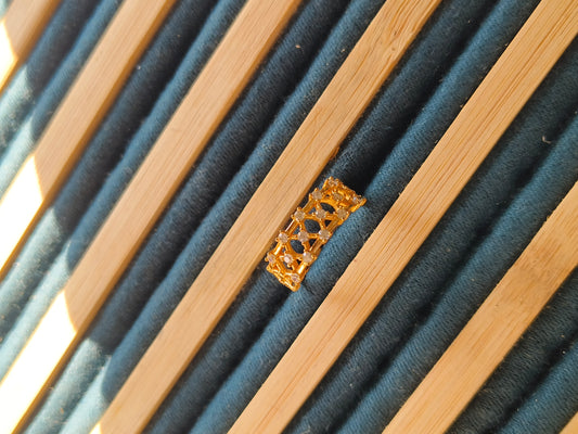 ✨ Golden Lattice Zircon Ring | Anti-Tarnish Gold Finish