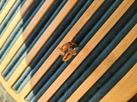 Twin Bloom Adjustable Zircon Ring | Anti-Tarnish Gold Finish