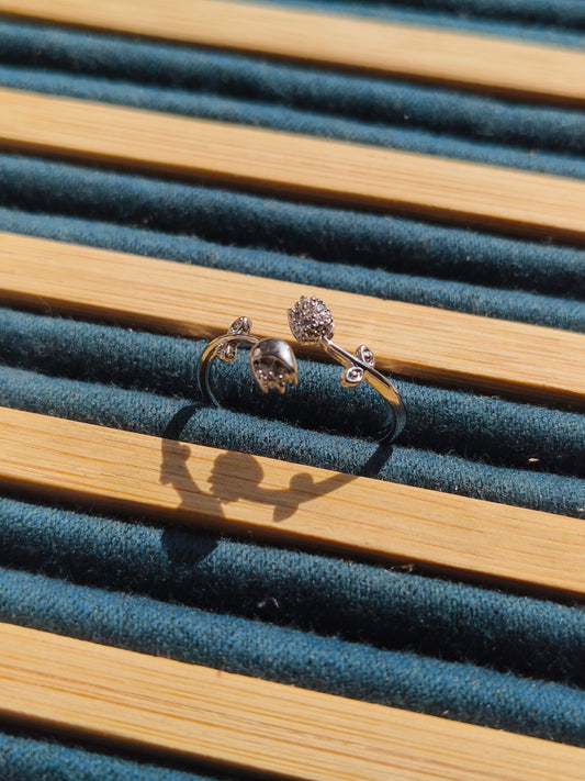 Minimal Tulip Design American Diamond Open Ring for Women