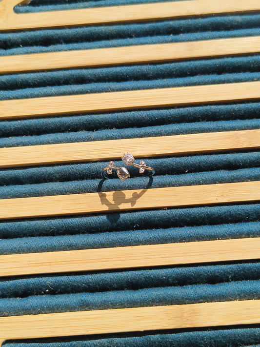 Minimal Tulip Design American Diamond Open Ring for Women