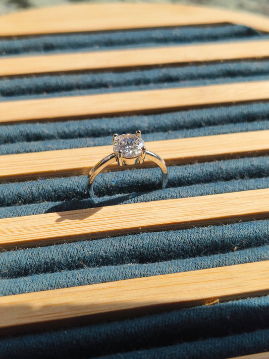 Round Cut CZ Solitaire Ring | Classic Minimal Statement Ring
