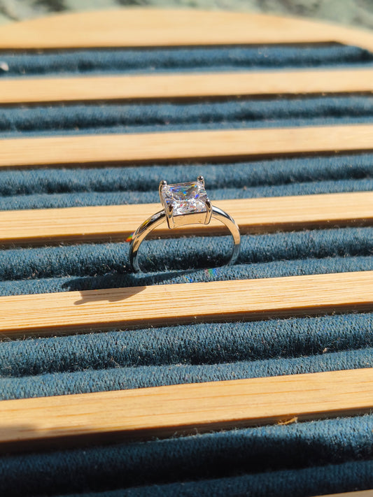 JEWELLSBYSWATI Emerald Cut CZ Solitaire Ring | Elegant Minimal Statement Ring