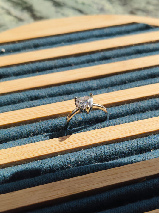 Heart Shape CZ Solitaire Ring | Elegant Minimal Statement Ring