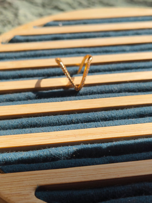 JEWELLSBYSWATI CZ Studded V-Shape Adjustable Ring | Minimal Designer A-Ring