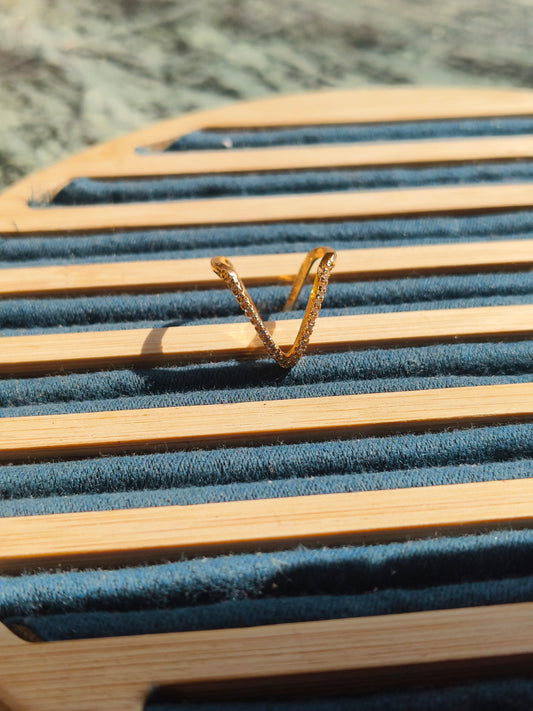 JEWELLSBYSWATI CZ Studded V-Shape Adjustable Ring | Minimal Designer A-Ring