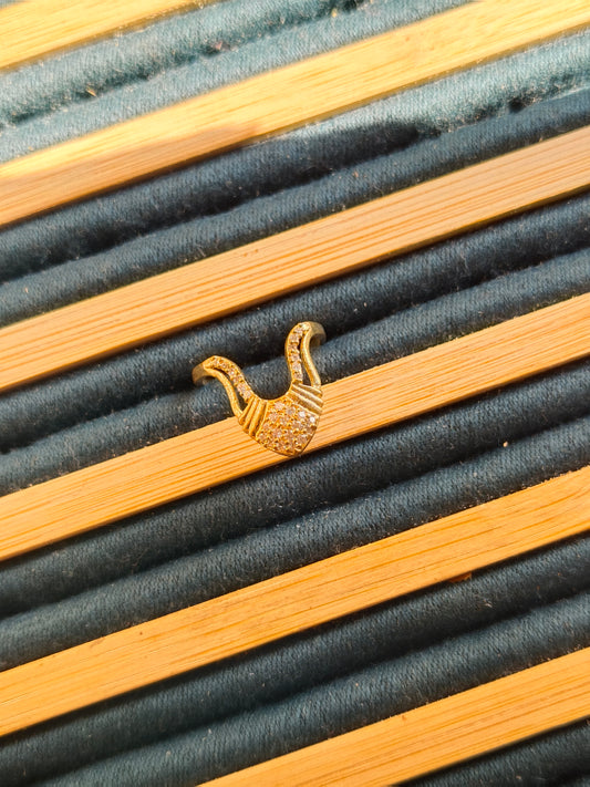 Gold  CZ Studded Adjustable Ring | Elegant Designer A-Ring