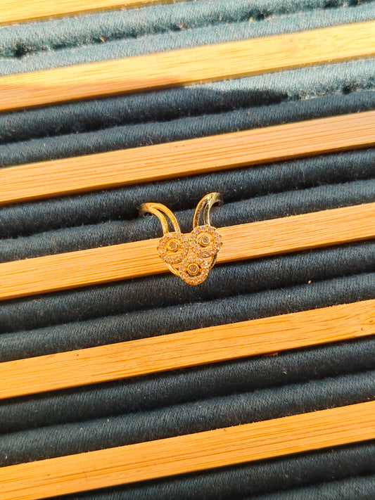 Jewellsbyswati Gold  CZ Studded Adjustable Ring | Elegant Designer A-Ring