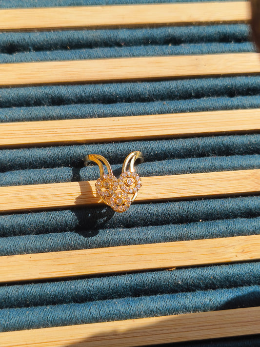 Jewellsbyswati Gold  CZ Studded Adjustable Ring | Elegant Designer A-Ring