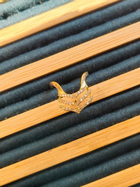 JEWELLSBYSWATI Gold CZ Studded Adjustable Ring | Elegant Designer A-Ring