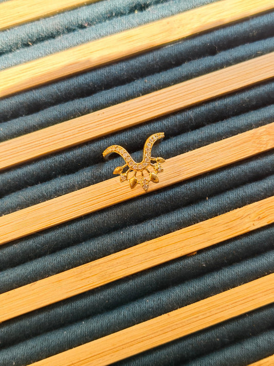 JWELLSBYSWATI Gold  CZ Studded Adjustable Ring | Elegant Designer A-Ring