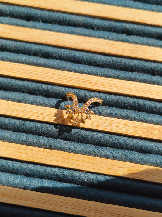 JWELLSBYSWATI Gold  CZ Studded Adjustable Ring | Elegant Designer A-Ring