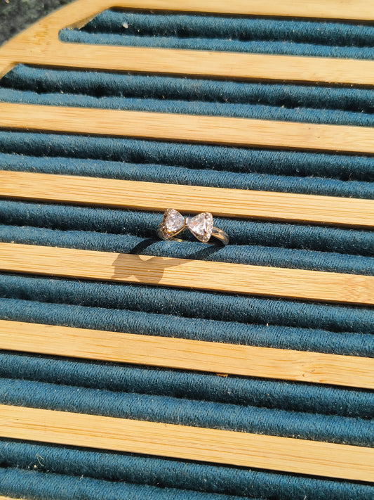 Minimal Bow Design American Diamond Ring for Women