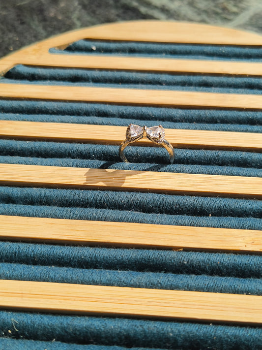 Minimal Bow Design American Diamond Ring for Women