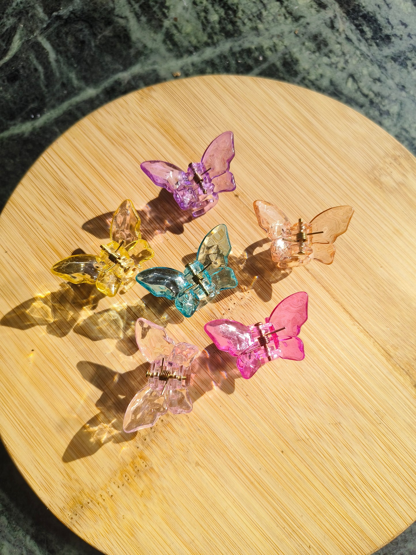 Set of 6 Mini Butterfly Hair Claw Clips | Cute Transparent Hair Clips for Girls & Women