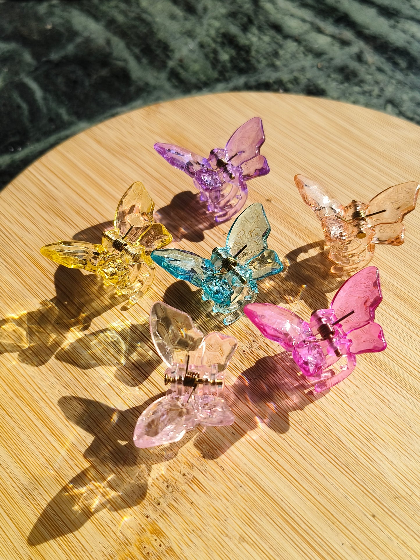 Set of 6 Mini Butterfly Hair Claw Clips | Cute Transparent Hair Clips for Girls & Women