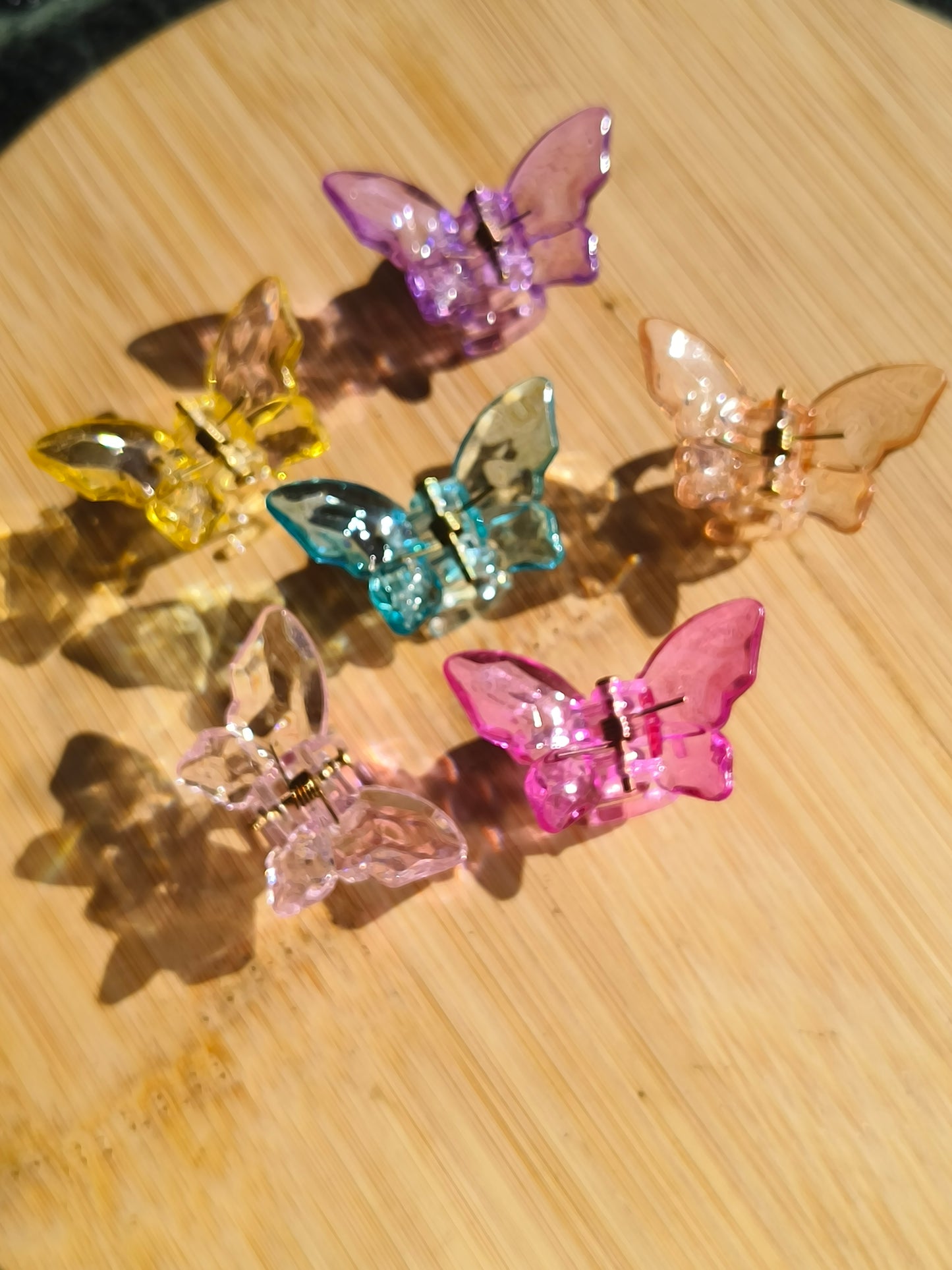 Set of 6 Mini Butterfly Hair Claw Clips | Cute Transparent Hair Clips for Girls & Women