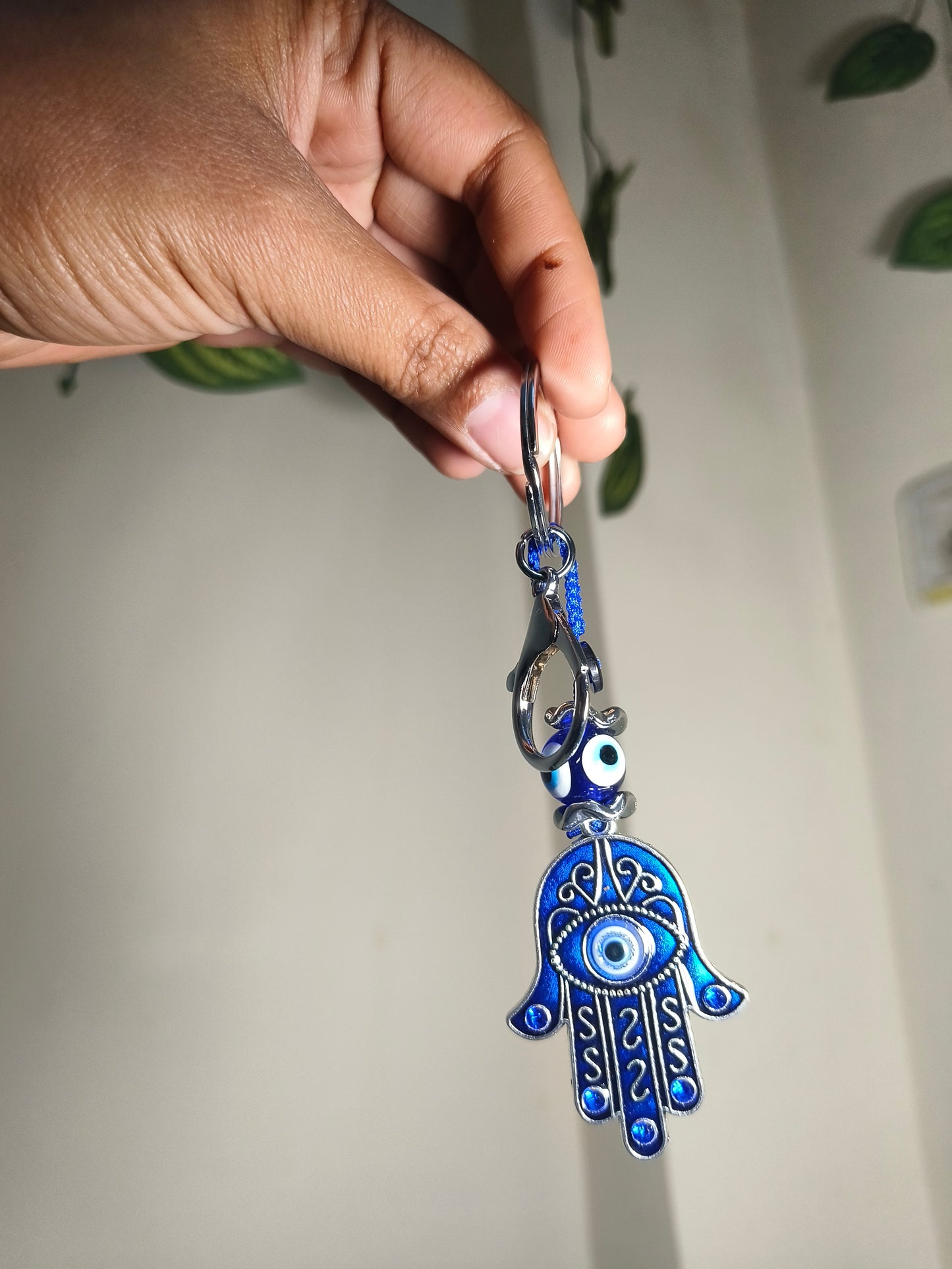Evil Eye Hamsa Hand Keychain | Nazar Protection Blue Hand of Fatima Keyring for Keys & Bags