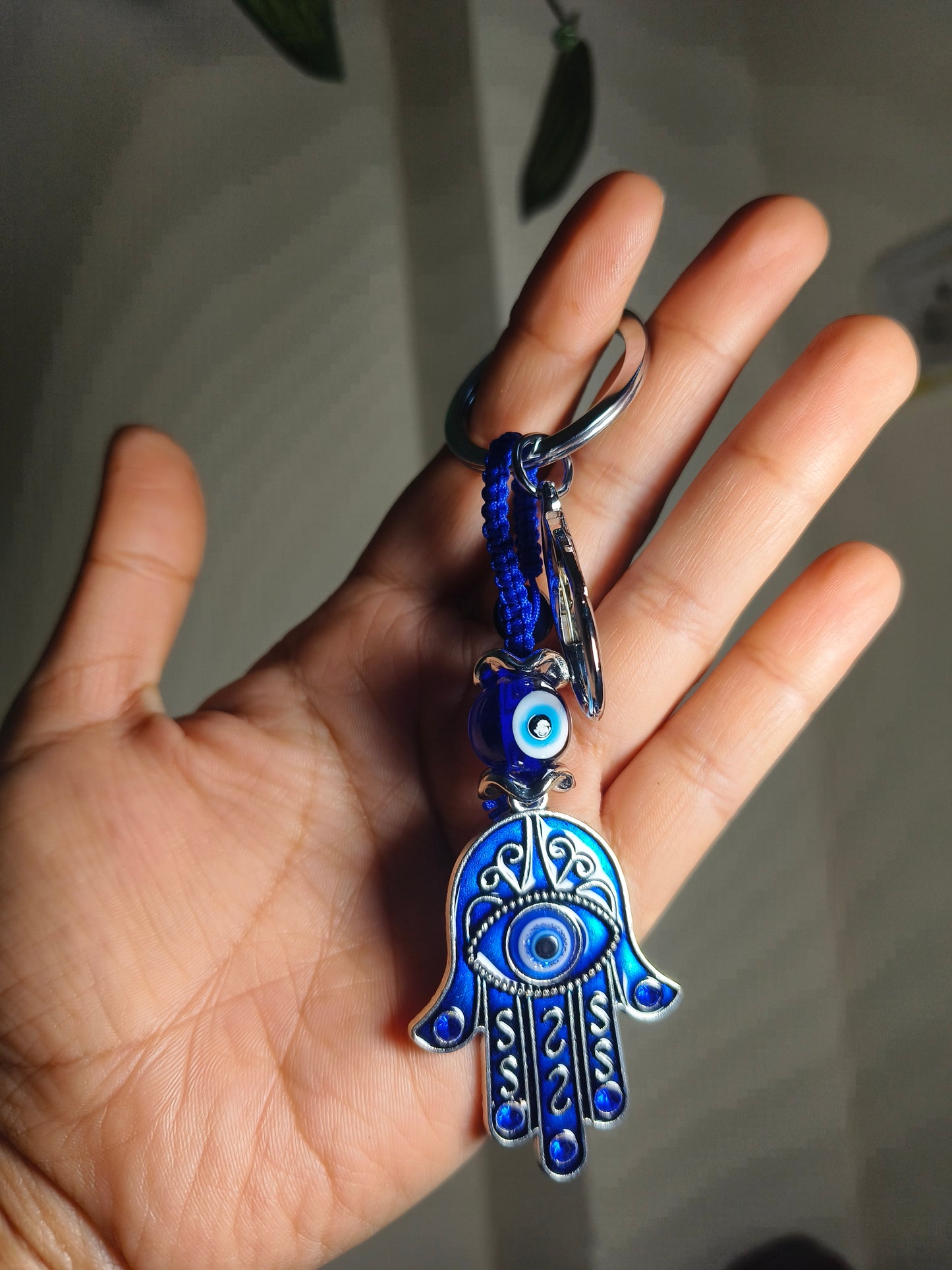 Evil Eye Hamsa Hand Keychain | Nazar Protection Blue Hand of Fatima Keyring for Keys & Bags