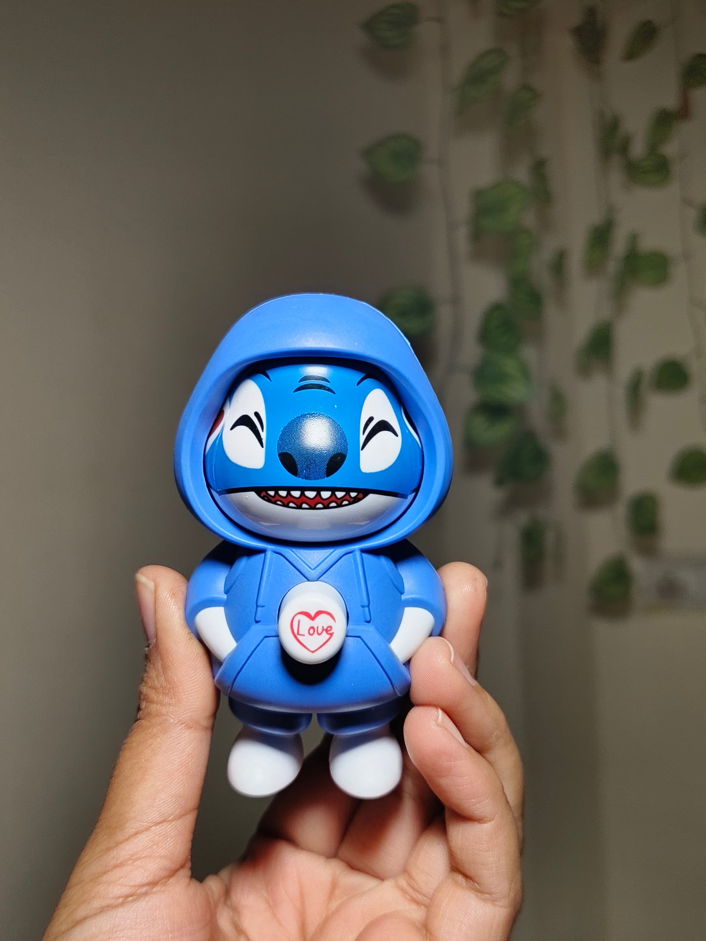 Blue Face Changing Cartoon Keychain – Cute Hoodie Style Mood Changing Keychain for Kids