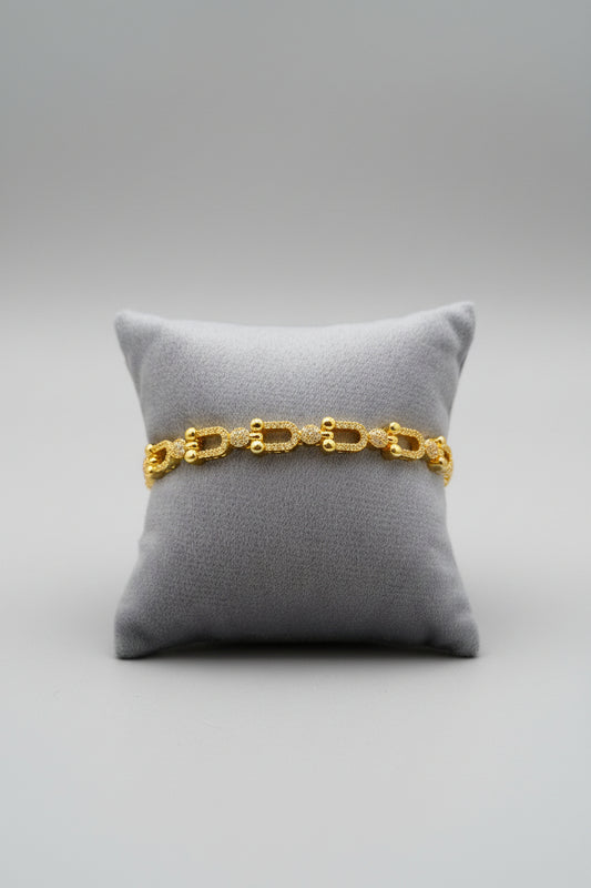 Gold Plated Crystal Link Bracelet for Women | Anti Tarnish Adjustable Chain Bracelet | Trendy Daily & Party Wear Jewellery