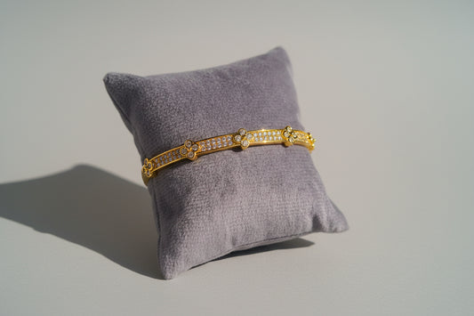 Gold Plated Floral Crystal Bracelet for Women | Anti Tarnish Double Line Adjustable Bracelet | Minimal Daily Wear Party Wear Jewellery