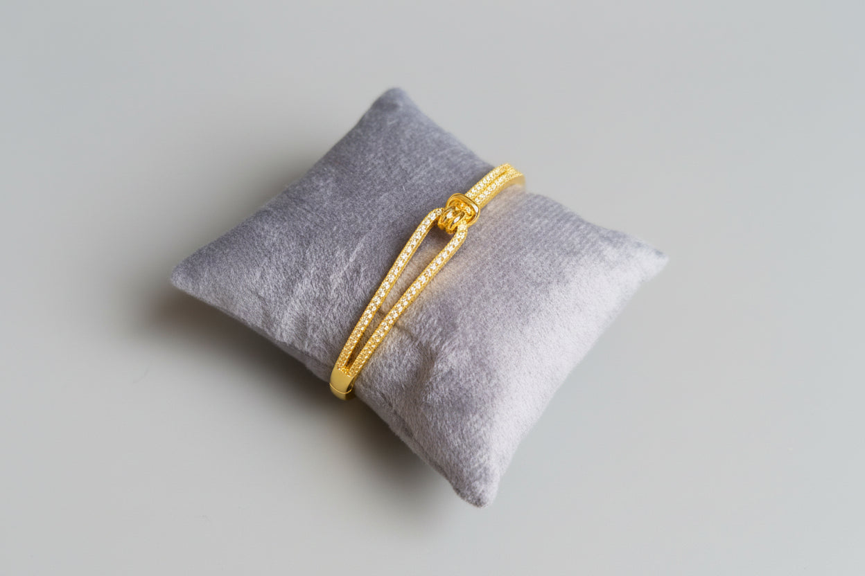 Luxury Gold Plated Double Line Buckle Bracelet for Women | Adjustable Crystal Tennis Bracelet | Anti Tarnish Minimal Daily Wear Jewellery