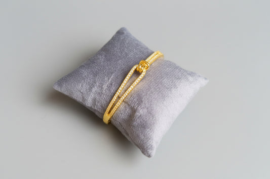 Luxury Gold Plated Double Line Buckle Bracelet for Women | Adjustable Crystal Tennis Bracelet | Anti Tarnish Minimal Daily Wear Jewellery