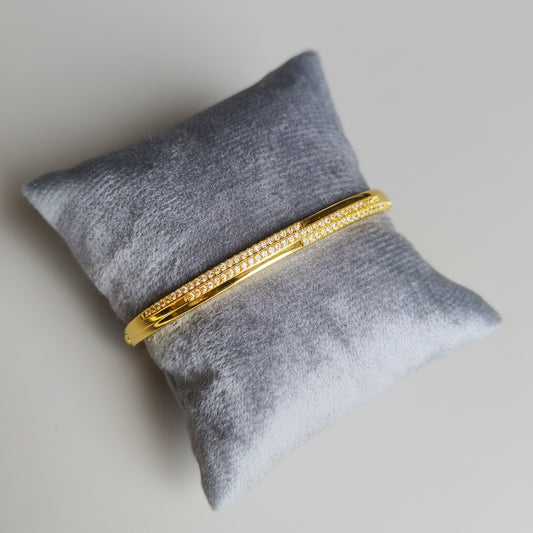 Elegant Gold Plated Pavé AD Bracelet for Women | Anti Tarnish American Diamond Slim Bangle | Minimal Party Wear Bracelet