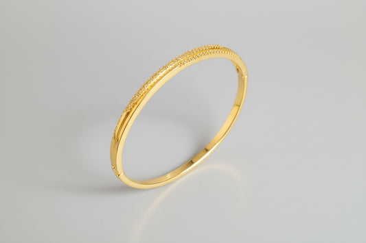 Elegant Gold Plated Pavé AD Bracelet for Women | Anti Tarnish American Diamond Slim Bangle | Minimal Party Wear Bracelet