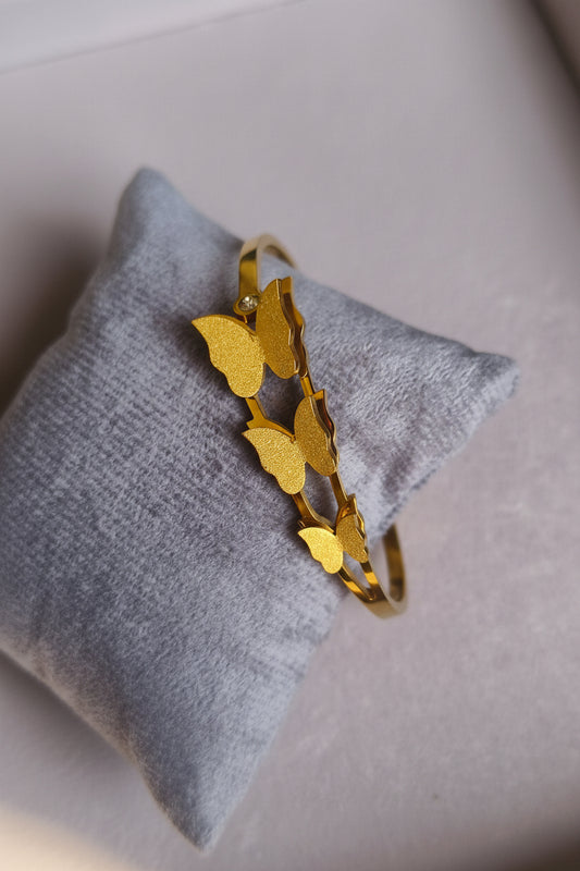 Gold Plated Butterfly Bracelet for Women | Elegant Matte Finish Designer Bangle