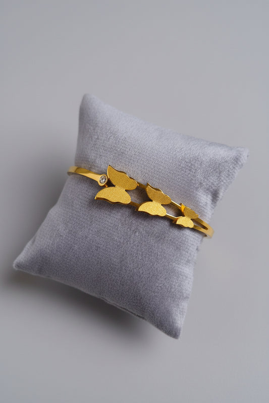 Gold Plated Butterfly Bracelet for Women | Elegant Matte Finish Designer Bangle