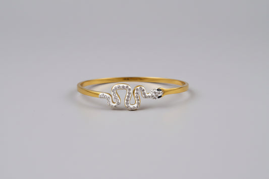 Elegant Gold Plated Snake Bracelet with Crystal Stones | Minimal Luxury Bangle for Women