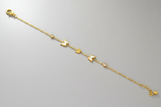 Gold Butterfly Charm Bracelet for Women | Dainty Crystal Chain Bracelet | Adjustable Minimal Everyday Jewelry
