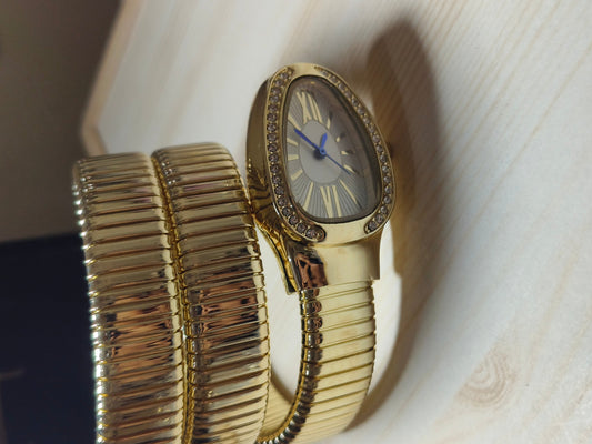 Vintage Gold Wrap Bracelet Watch for Women | Luxury Roman Dial Cuff Watch