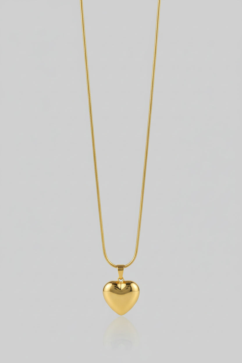 Bold Gold Heart Pendant Necklace for Women | Statement Love Charm Chain