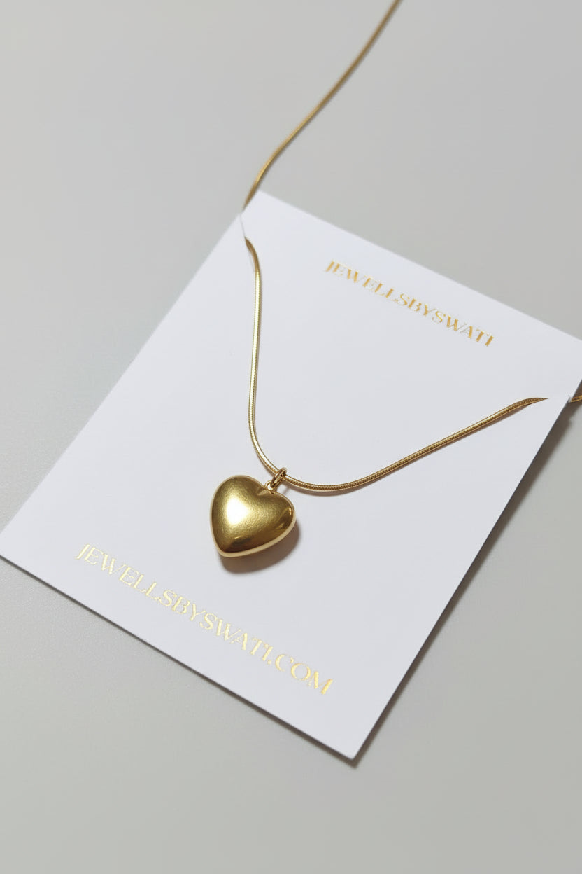 Bold Gold Heart Pendant Necklace for Women | Statement Love Charm Chain