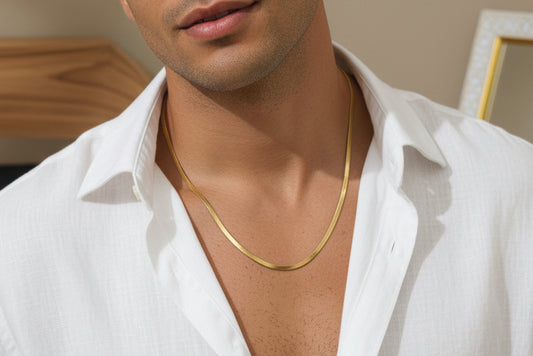 21 Inch Snake Chain Necklace – Unisex Gold Stainless Steel Waterproof Anti-Tarnish Flat Chain