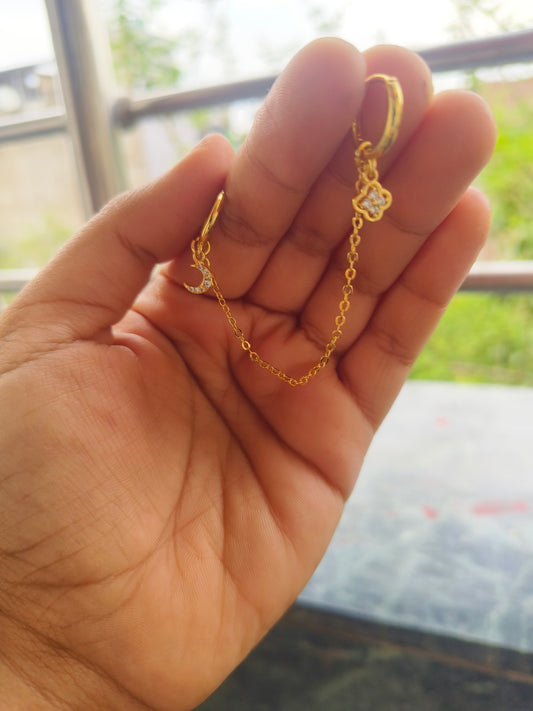 Moon & Flower Stack Chain hoops |EC 16