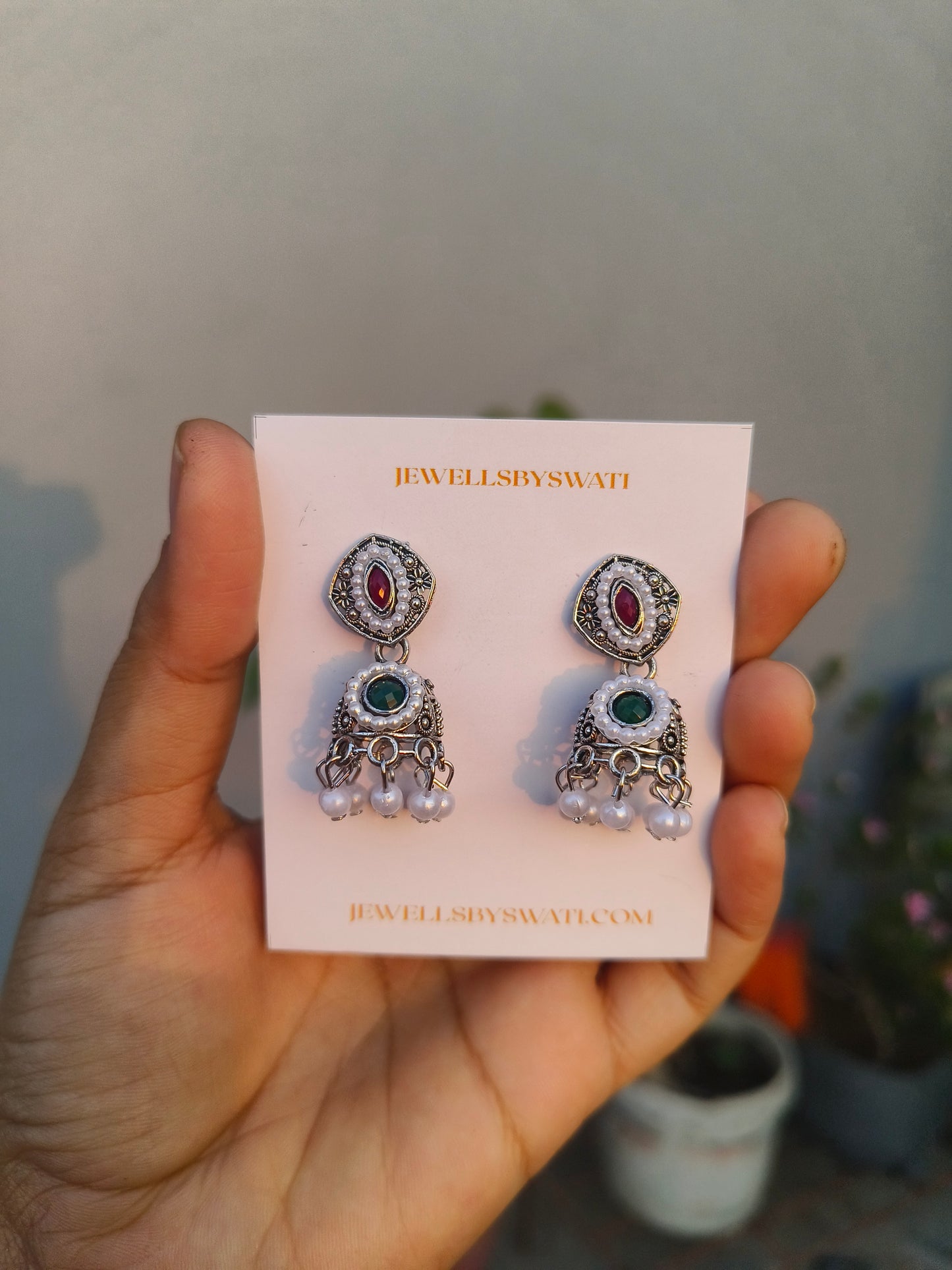 Combo of 5 Premium Oxidized Silver Jhumka Earrings
