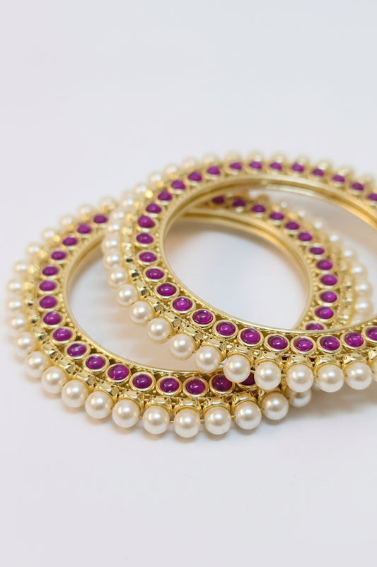 Purple Rajwadi Bangle with Pearl