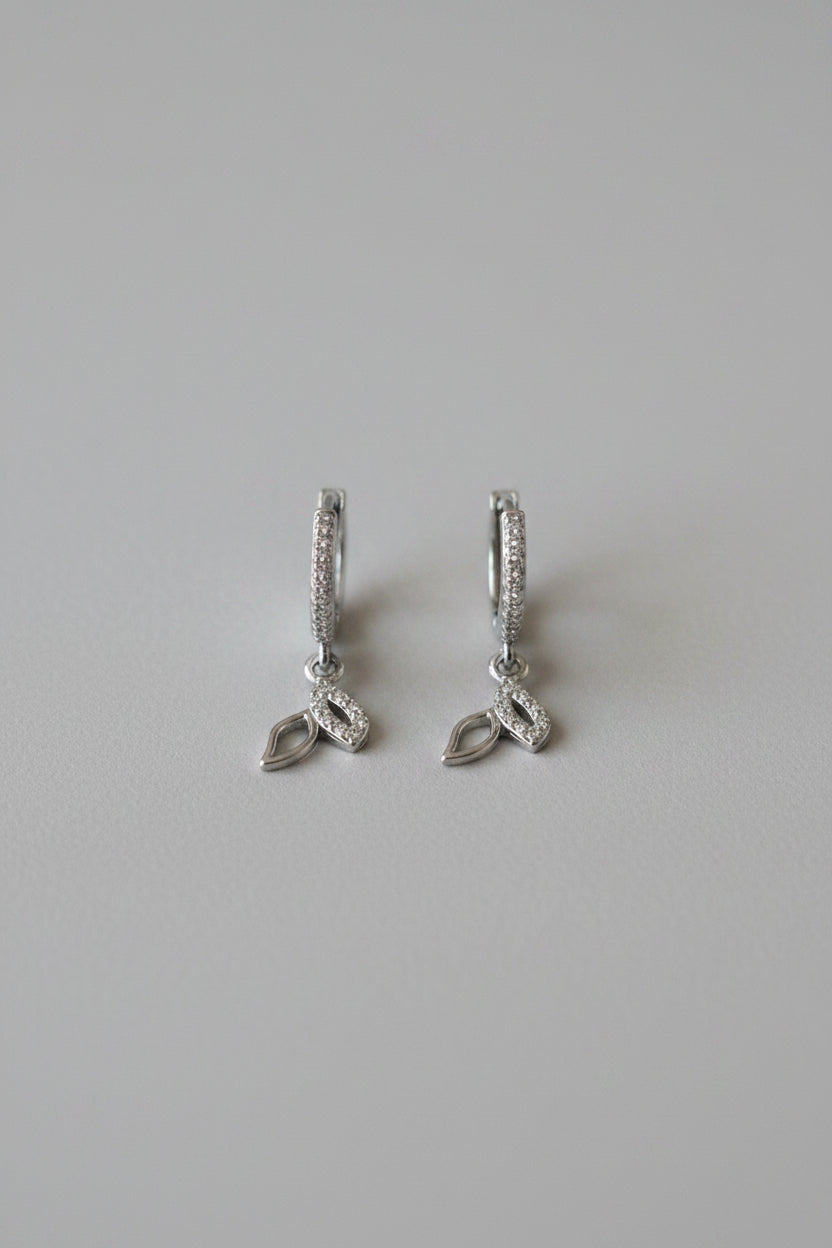 Silver AD leaf Dangler Hoops For Lobe Piercing