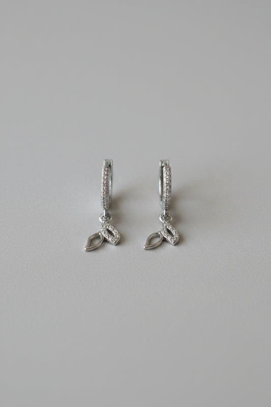 Silver AD leaf Dangler Hoops For Lobe Piercing